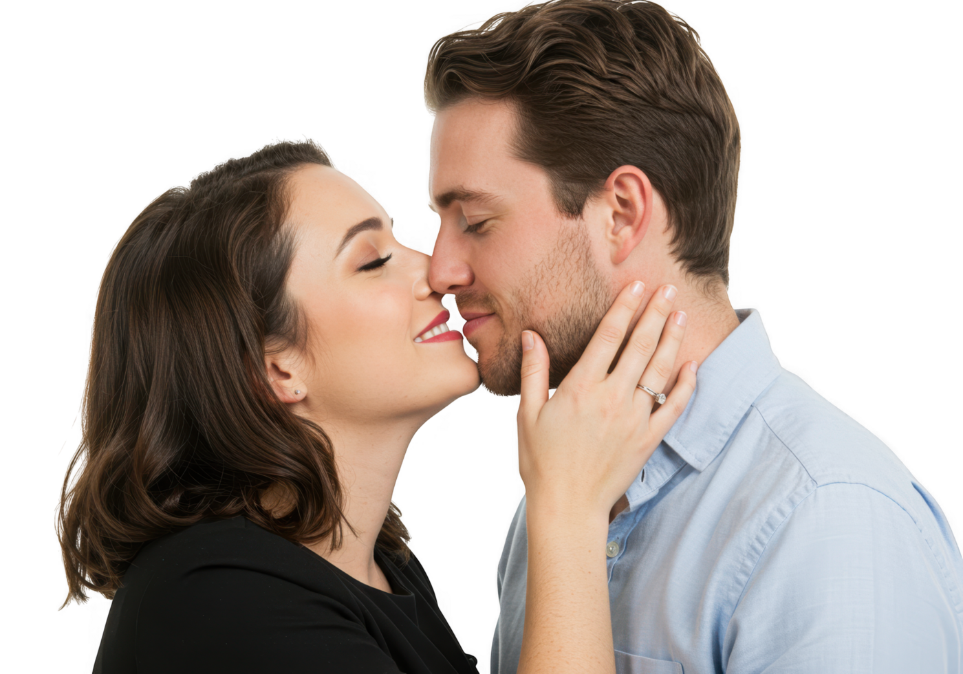A man and woman are kissing each other png