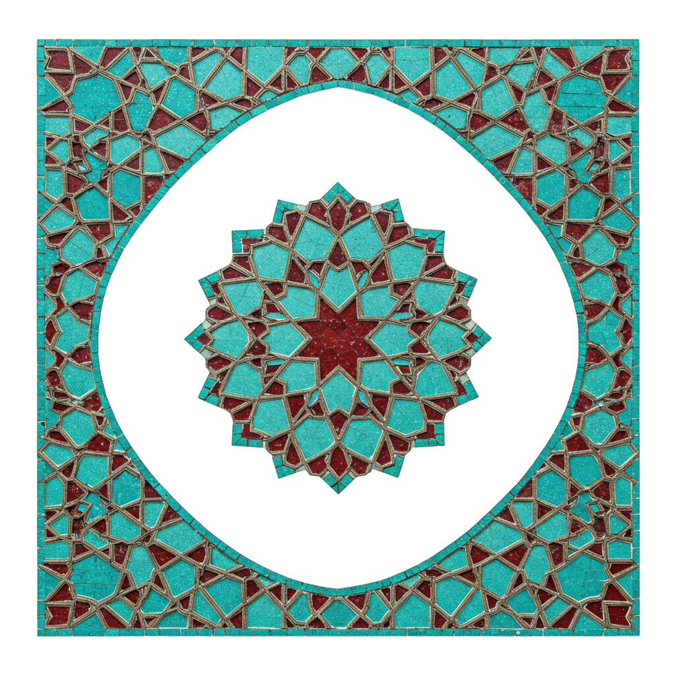 A turquoise and brown tile with a star in the center png