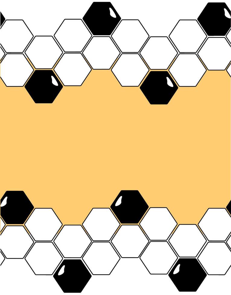 Hexagon, honeycomb Horizontal seamless border frame template. graphic line illustration. Pattern with no strokes. Asset for photo collage, montage or clipping mask. vector