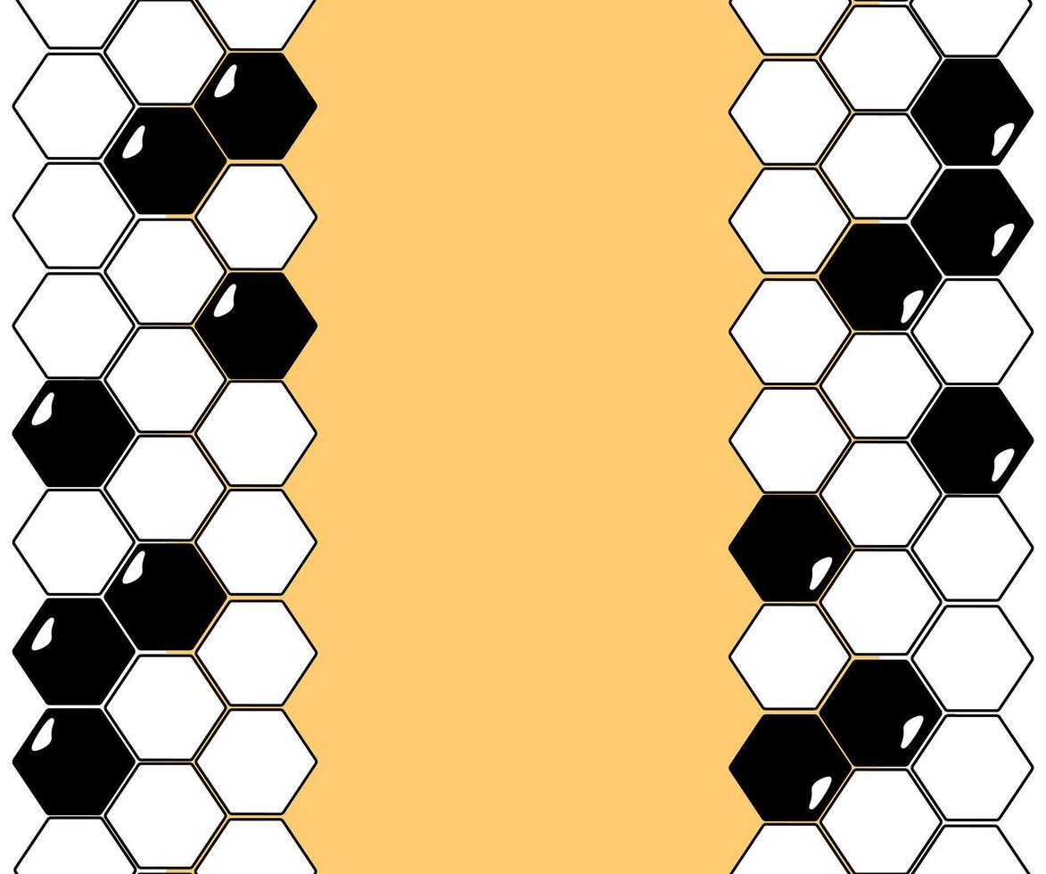 Hexagon, honeycomb vertical seamless border frame template. graphic line illustration. Pattern with no strokes. Asset for photo collage, montage or clipping mask. vector