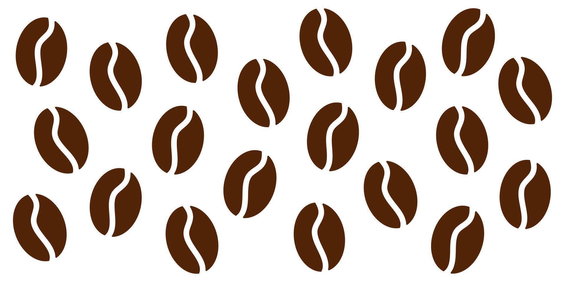 Brown coffee bean icons seamless pattern isolated on white background. Simple design for packaging and branding. vector