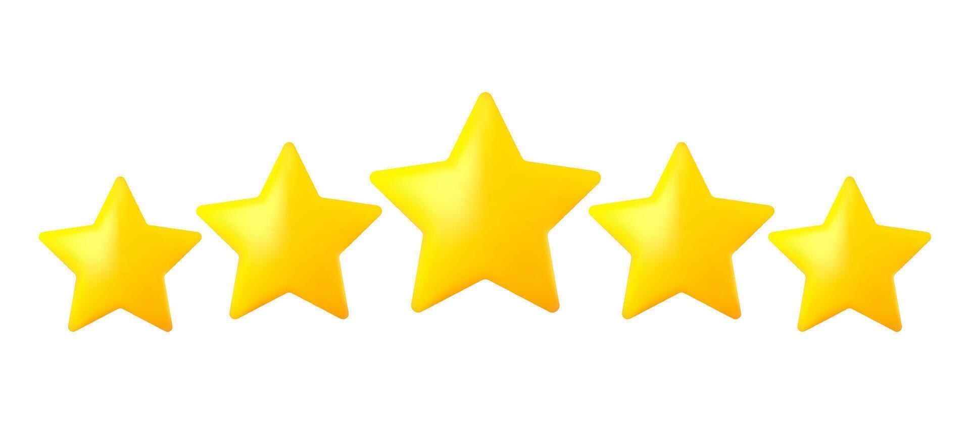 Set icons of yellow stars is on isolated background. Achievements for games or customer rating feedback of website. illustration of star in realistic 3d style. vector