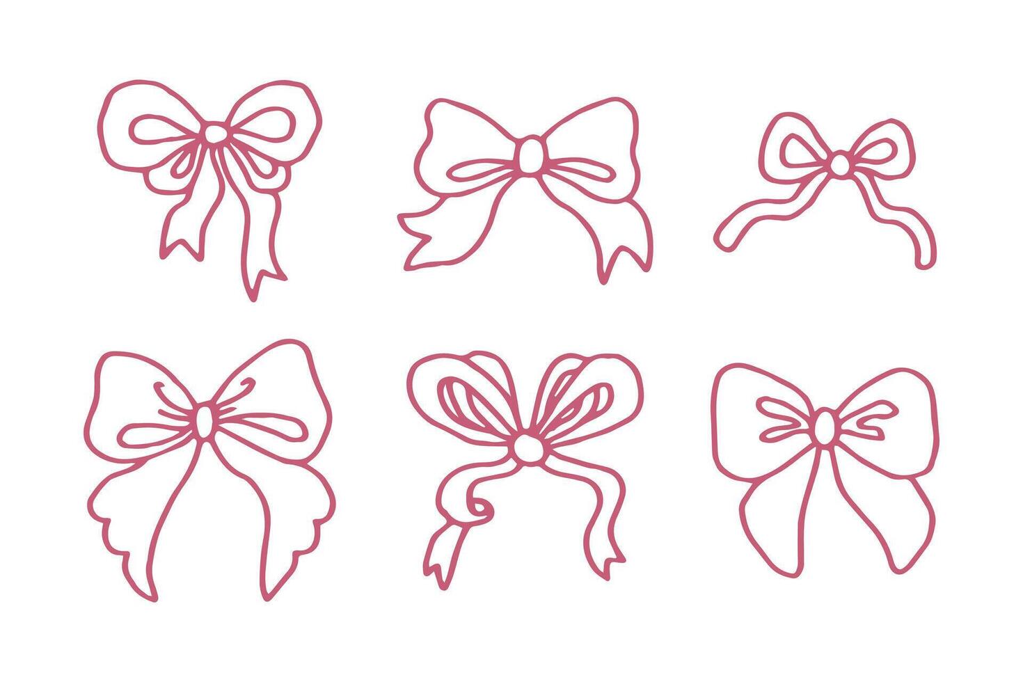 Sketchy Curvy Bow Ribbon Set vector