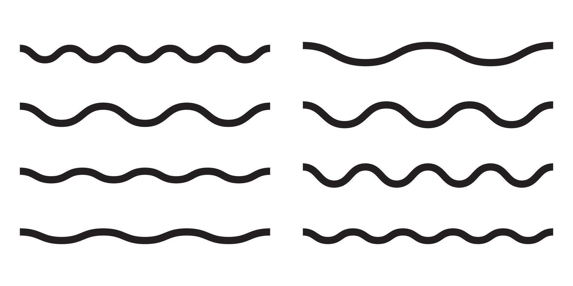 Wave line icon set vector