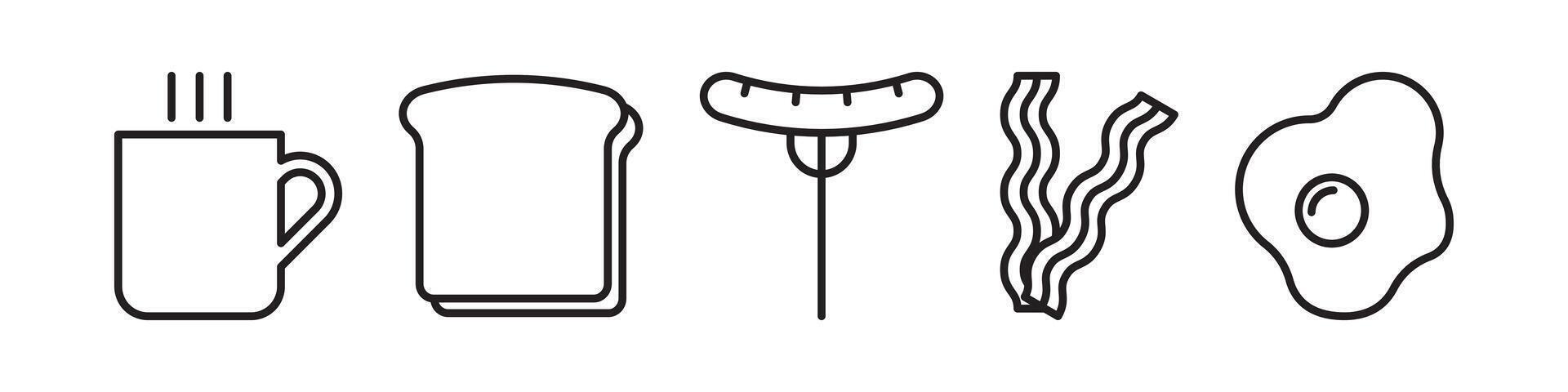 Food breafkast line icon set vector