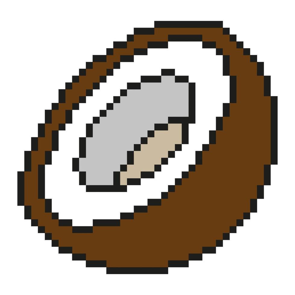 Coconut pixel art icon vector