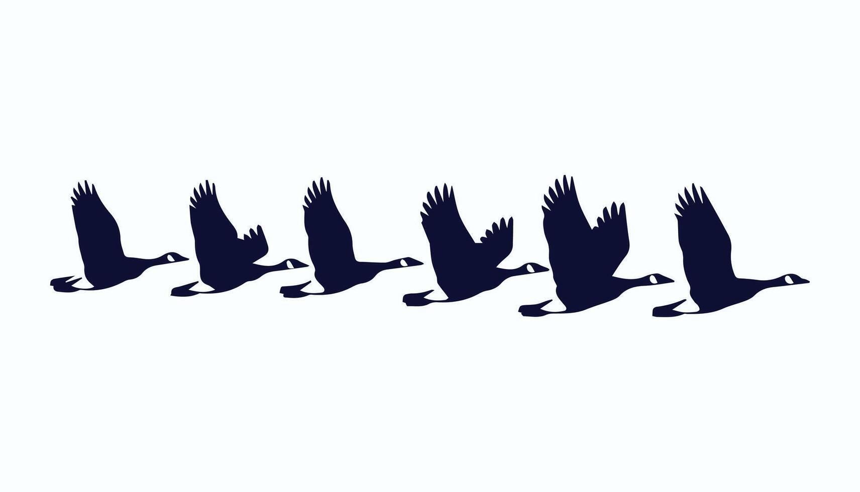 group of flying geese illustration, geese silhouette set art vector