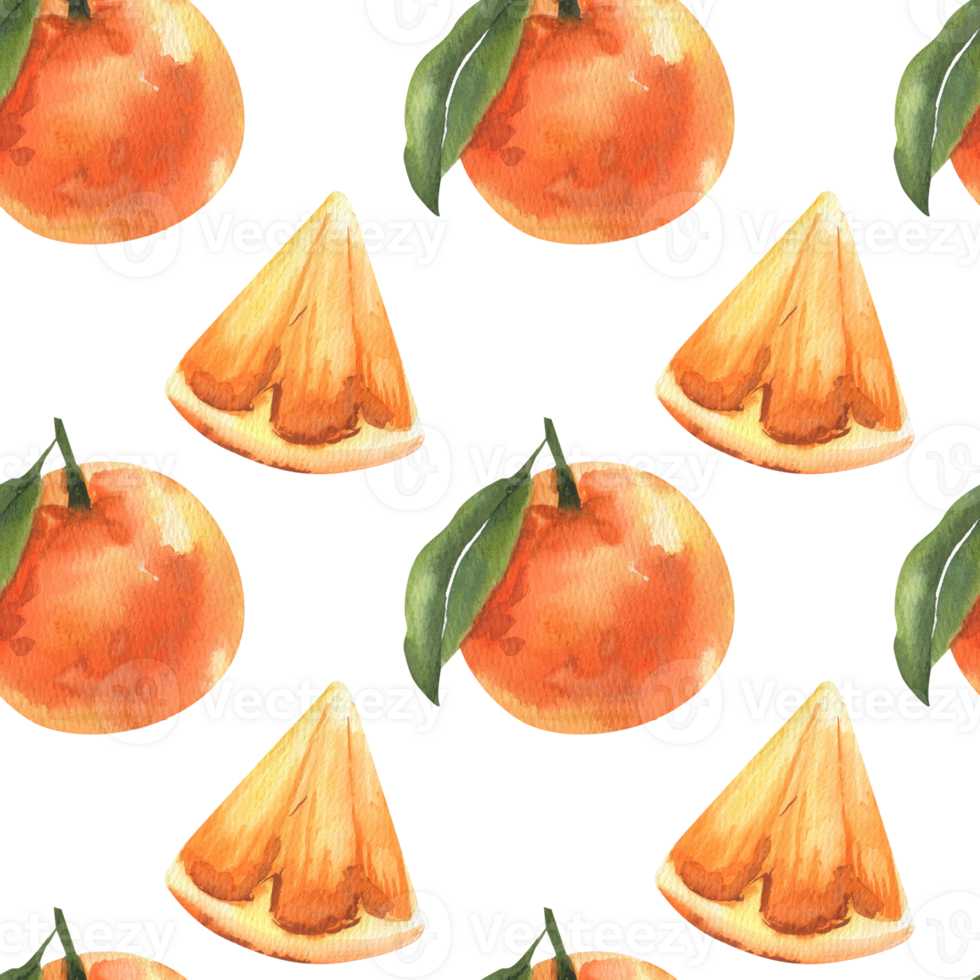 Orange fruits watercolor seamless pattern for textile. Mandarin fresh summer juicy fruit repeated background, tropical food and beverage ingredient clipart for packing,fabric,wallpaper design png