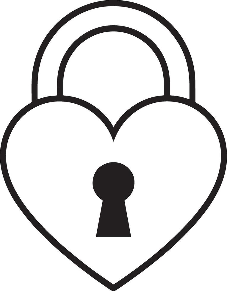 padlock of heart shaped silhouette line art design illustration premium vector