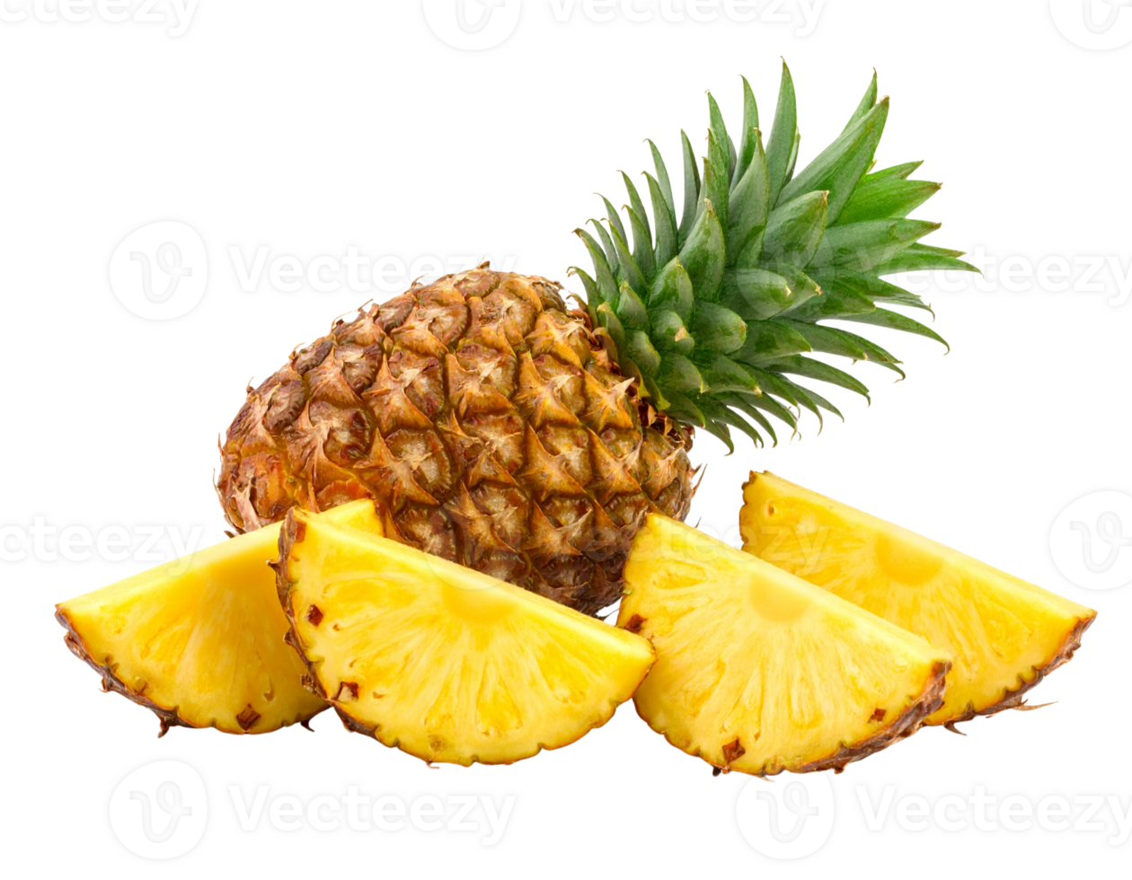 Fresh Pineapple with Slices on Transparent Background png