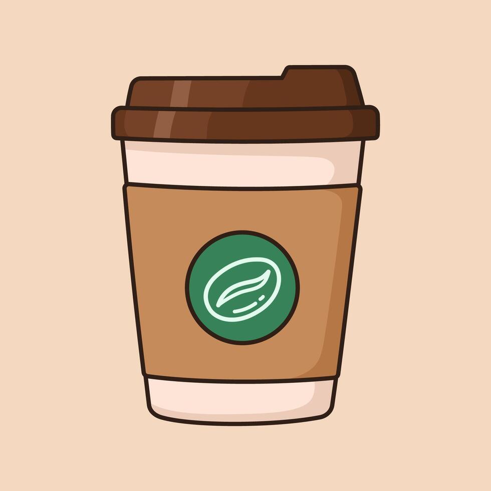 flat cup of coffee to go drink illustration vector