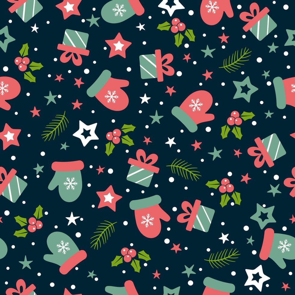 Seamless pattern with christmas gifts vector
