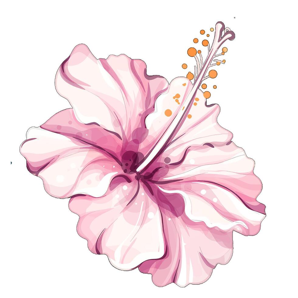 Beautiful pink hibiscus flower captures the essence of summer, evoking thoughts of tropical getaways, beach relaxation, and joyful celebrations under the sun. vector