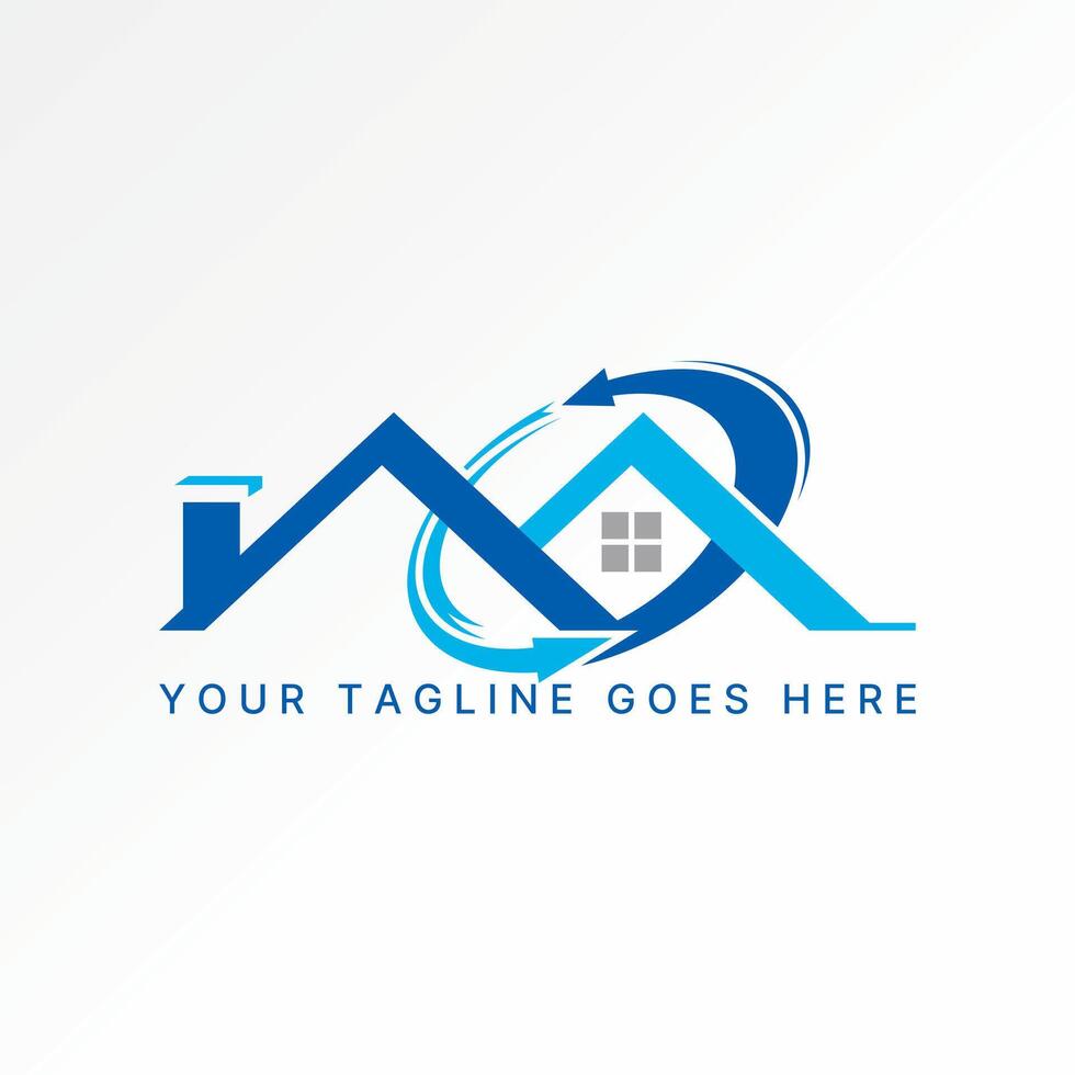 simple 2 roof house add recycle cut swoosh vector