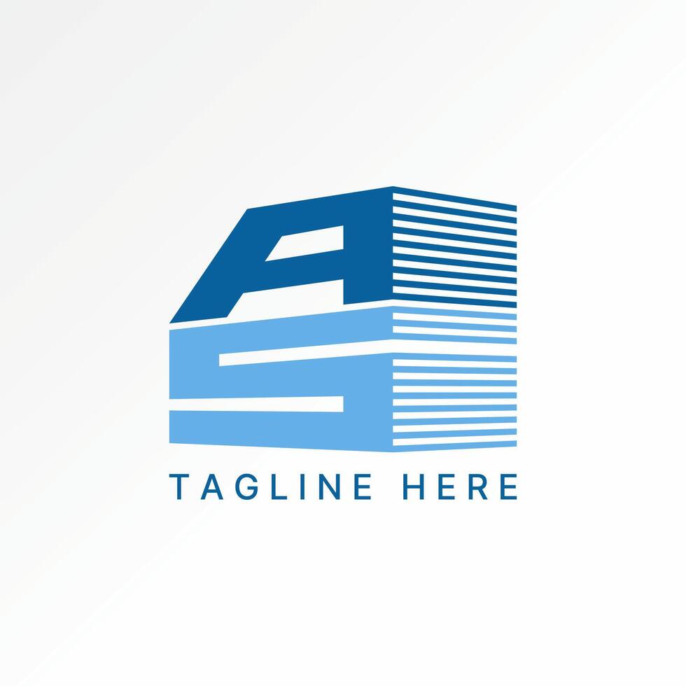 initial AS font 3D cut shadow cubical placement vector