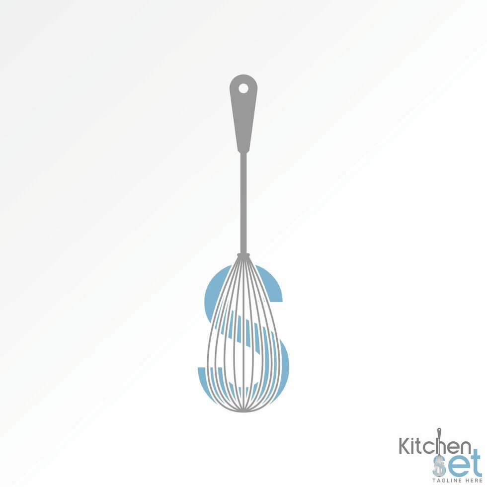 initial S font with cut cooking egg beater vector