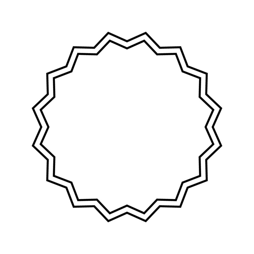 Round frame with zigzag edges. Circle shape with jagged borders. Vignette or mirror, empty text box, tag or label isolated on white background. graphic illustration vector