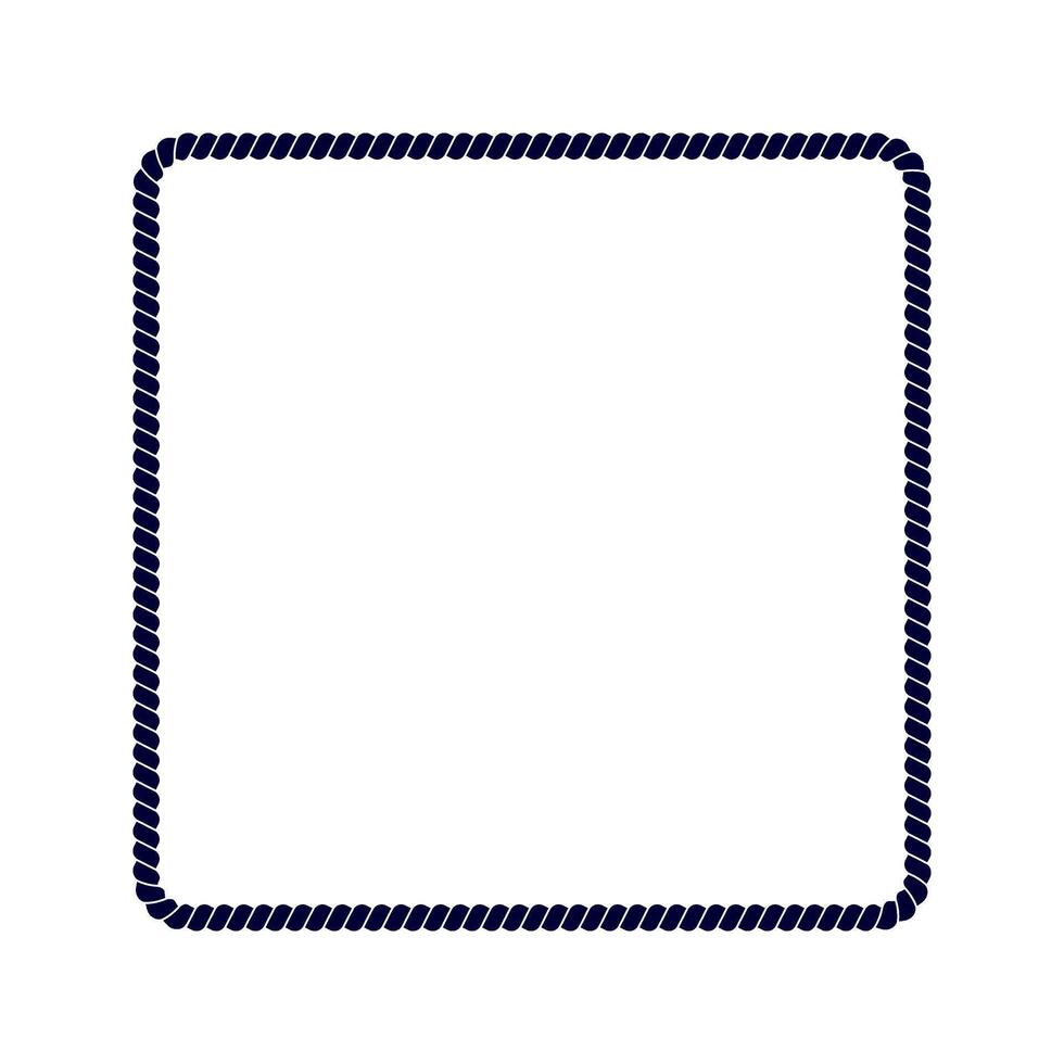 Square rope frame. Thread, hemp twine, jute or steel cable decoration elements. Maritime, yacht or nautical style, sea or ocean theme ornament. graphic illustration vector