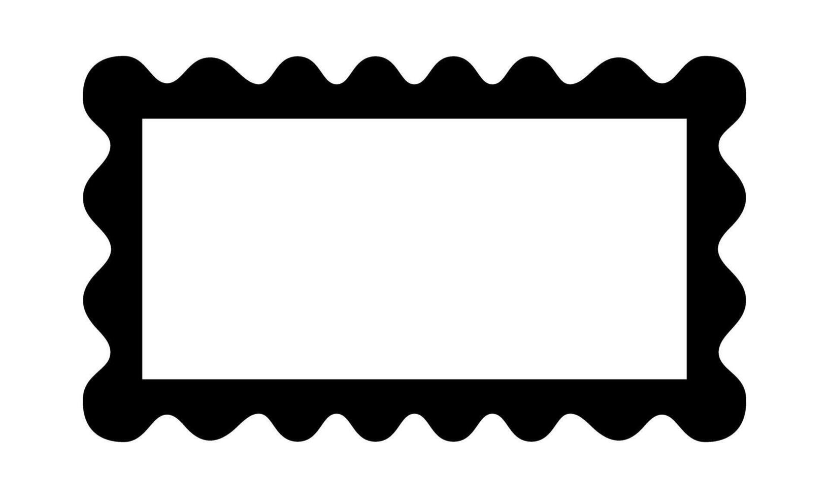 Rectangle frame with wavy edges. Rectangular shape with scallop borders. Mirror, picture or photo vignette, empty text box or banner, tag or label. graphic illustration vector
