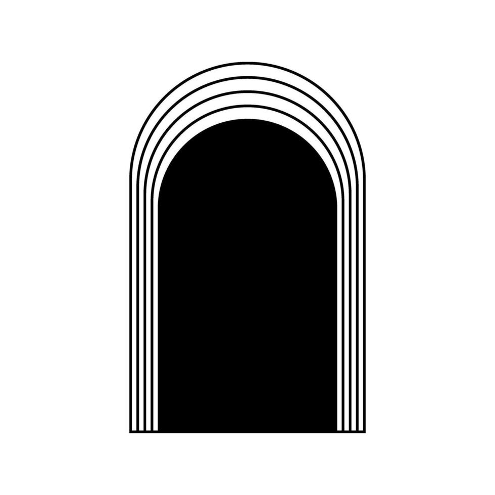 Concentric arch frame in trendy y2k, art deco or bohemian style. Geometric archway shape isolated on white background. Portal, door, gate or window arc silhouette. graphic illustration vector