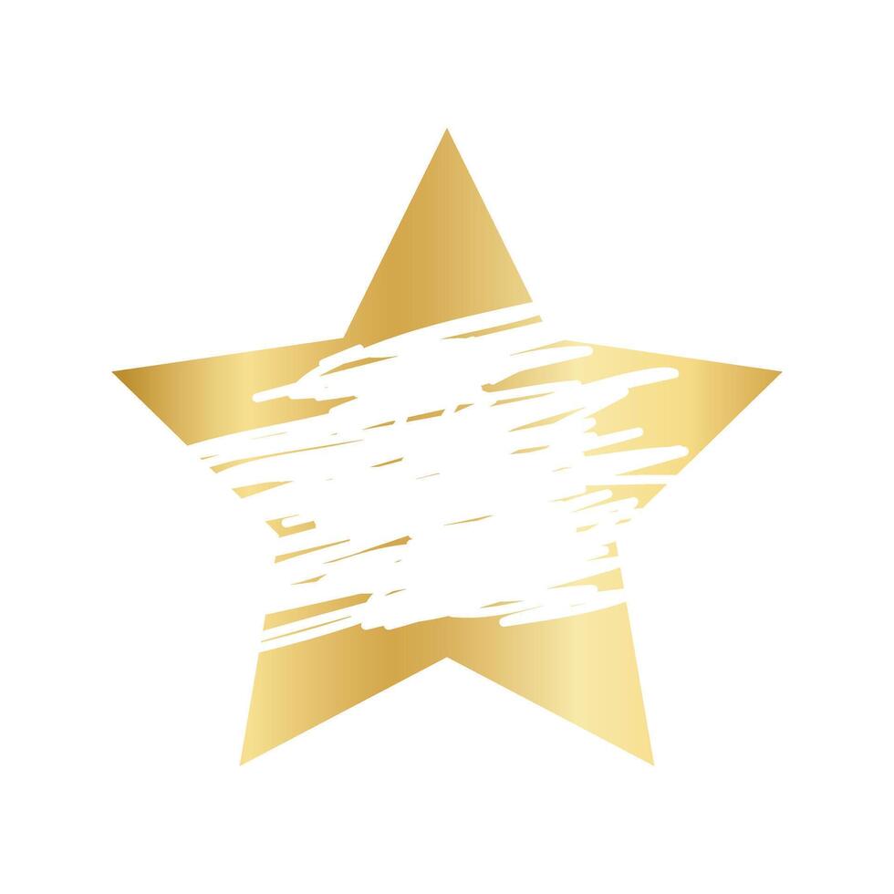 Gold scratch card surface in star shape. Winner lottery, sale coupon, jackpot scratchcard template with worn texture. realistic illustration vector
