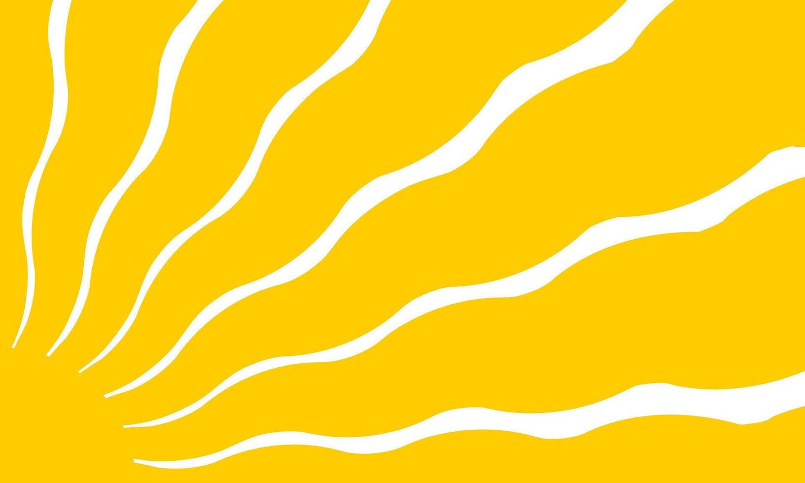 Sun with wavy rays coming out of corner. Sunburst, sunrise or sunset poster in trendy groovy style. Summer theme wallpaper. Modern psychedelic print. Good vibes concept. flat illustration vector