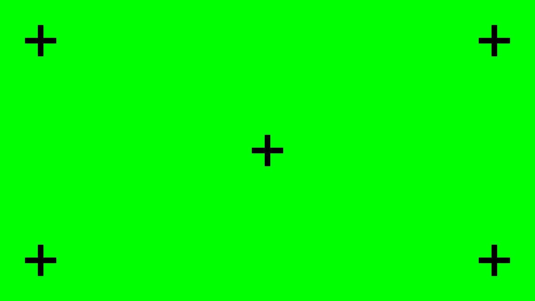 Greenscreen template. Green background with tracking black cross marks. Chromakey technology to add visual effects or VFX in footage during movie post-production phase. flat illustration vector