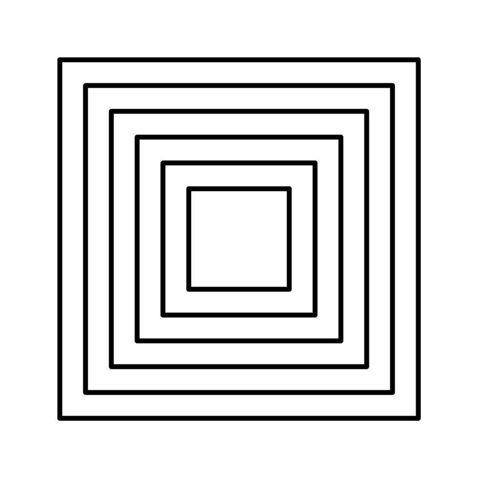 Repeated concentric squares in aesthetic postmodern style isolated on white background. Abstract geometric y2k shape. graphic illustration vector