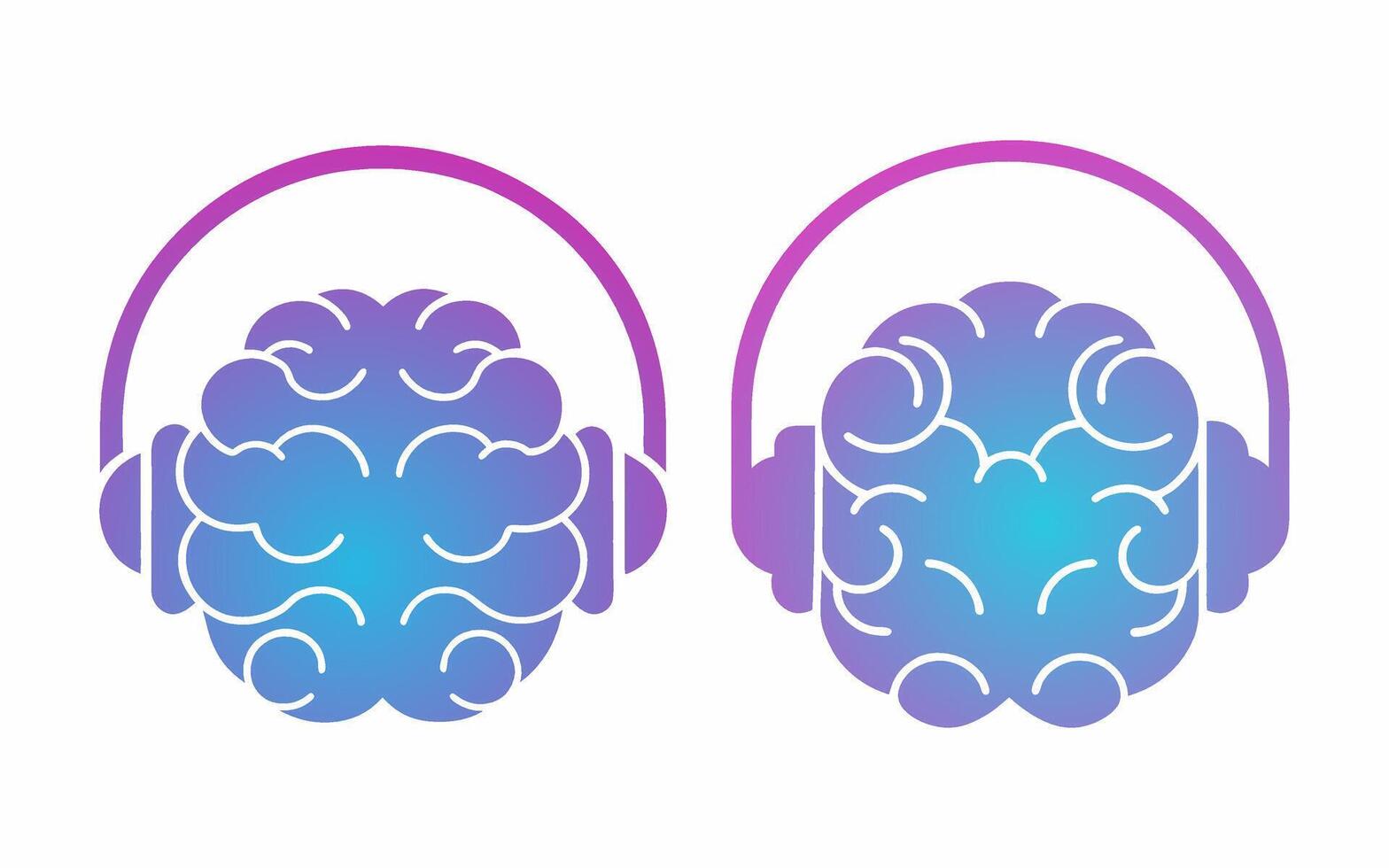 Brain with Headphones Logo vector