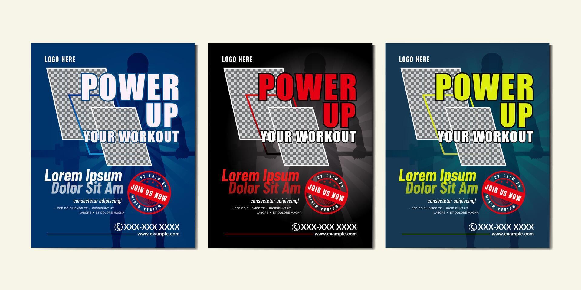 Power Up Workout Gym Fitness Social Media Post Design vector