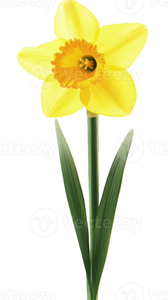 Single Yellow Daffodil Flower in Bloom png