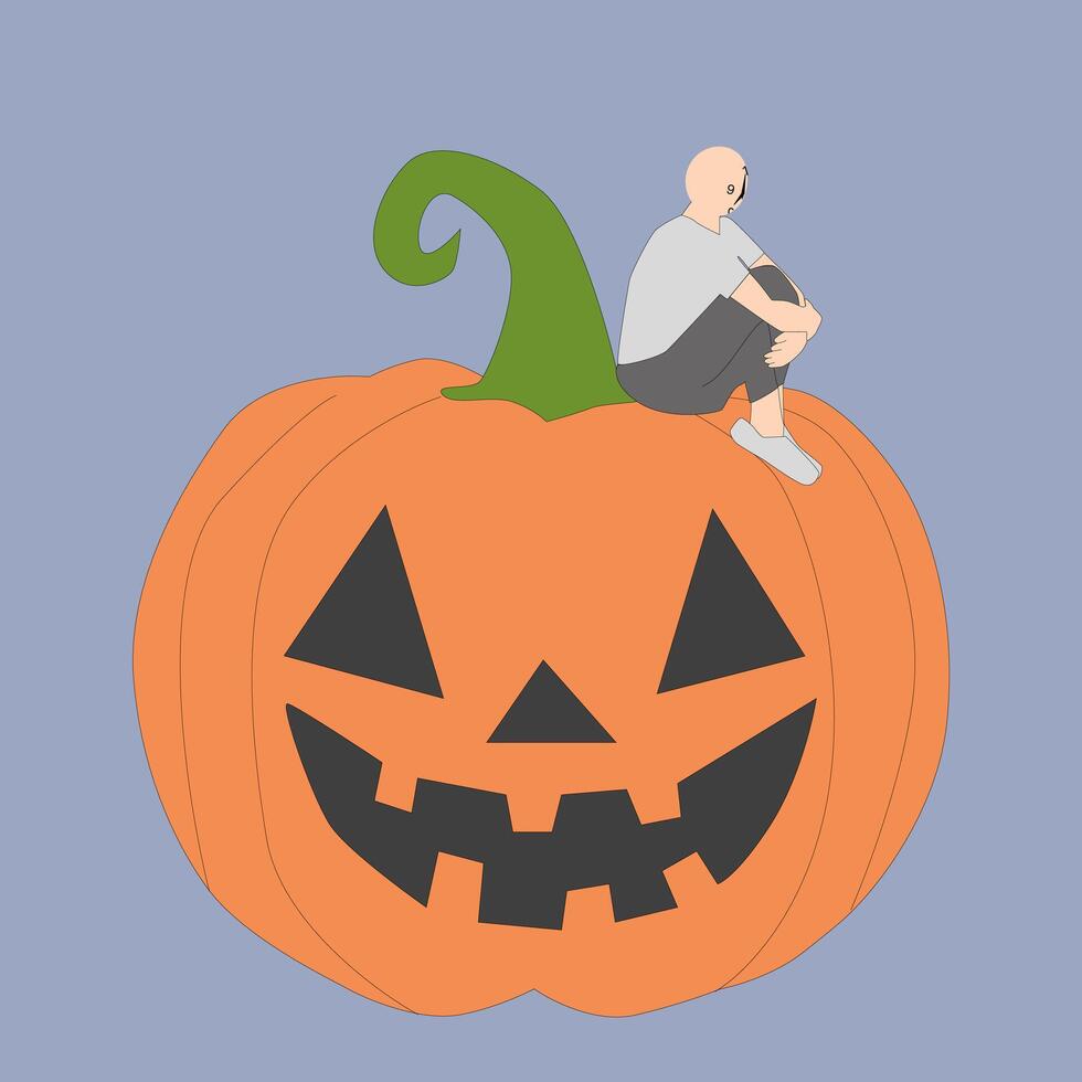 Pumpkin man Halloween or Thanksgiving line art icon for apps and websites vector