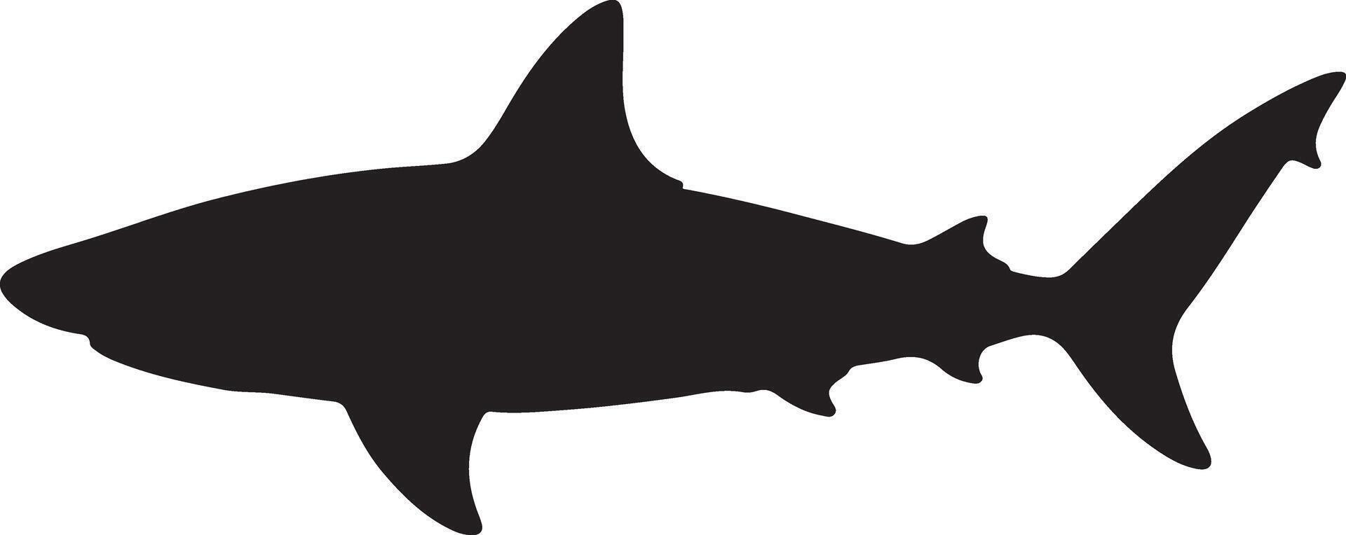 Shark silhouette swimming in ocean depths, design for logo or icon, marine wildlife vector
