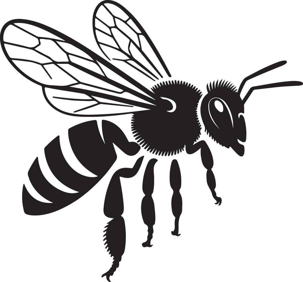 Detailed silhouette of a honeybee, originally created as a scalable graphic artwork vector