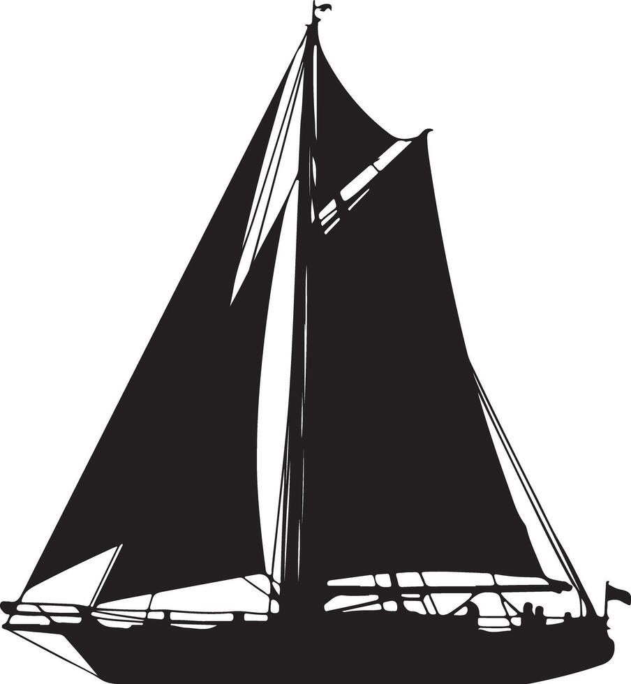 Elegant silhouette of a classic sailing yacht, nautical adventure on the open sea, maritime travel vector