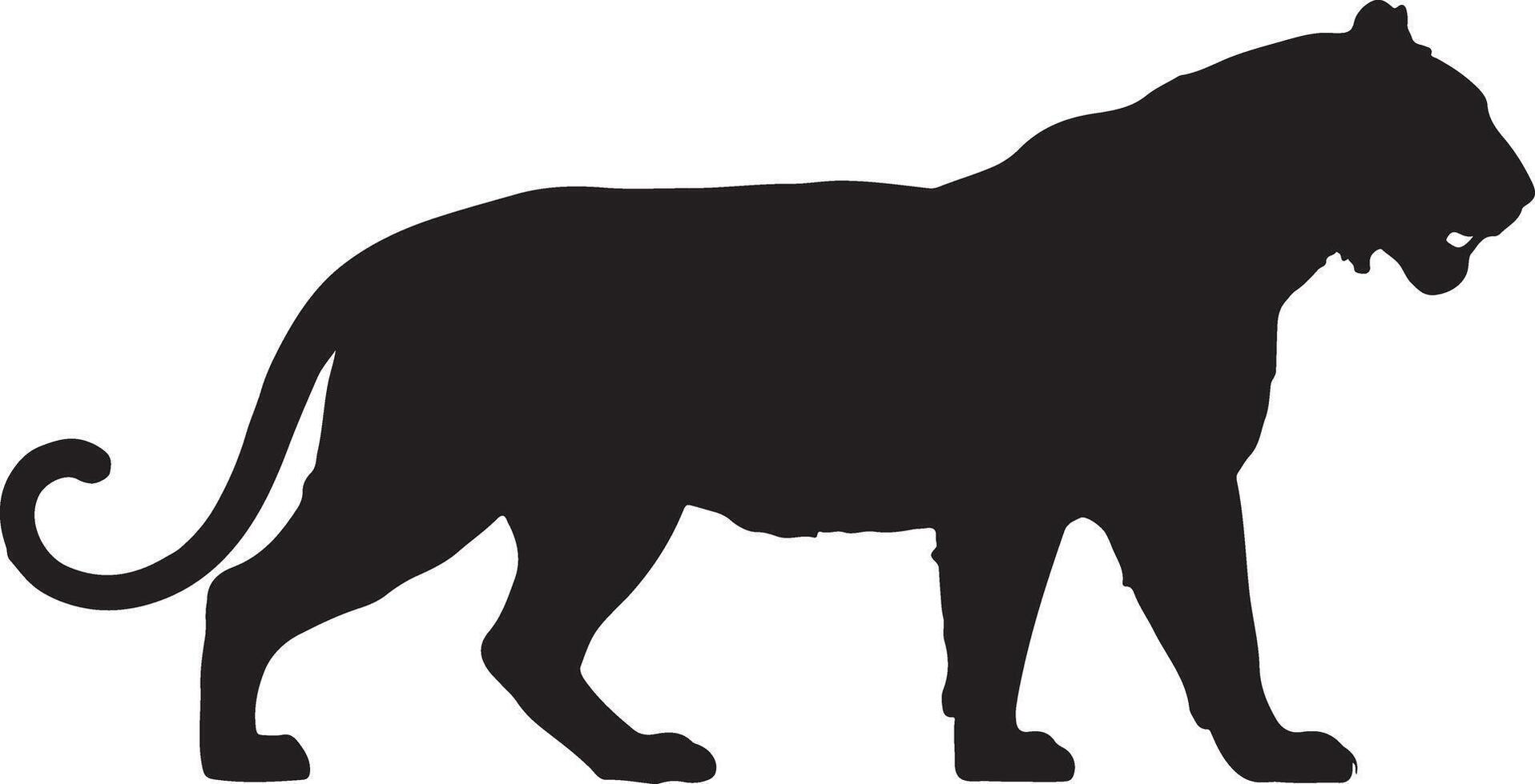 Majestic tiger silhouette, showing power and strength of large wild cat profile art vector