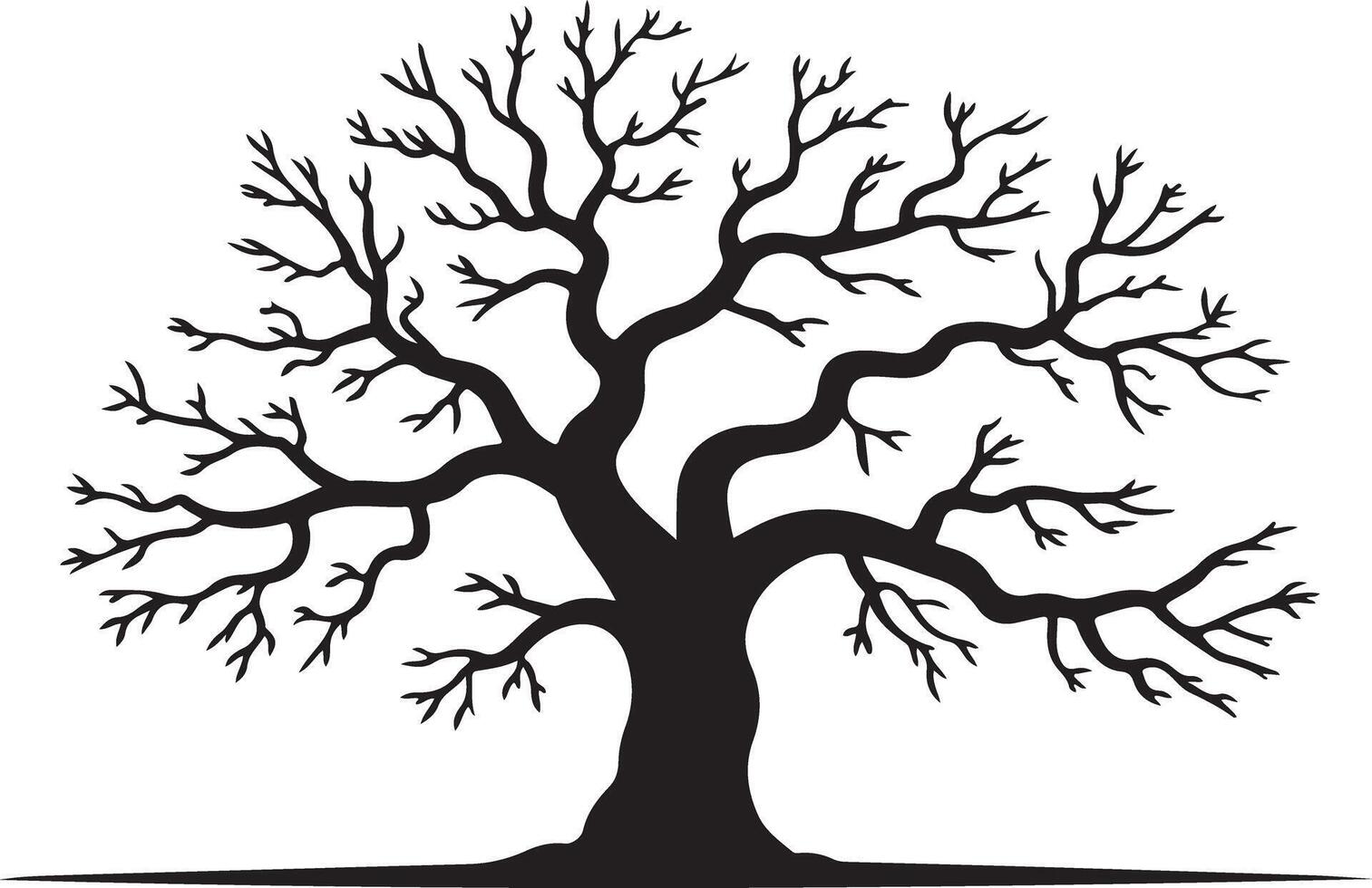 Striking bare tree silhouette with twisting branches against transparent backdrop, nature's stark beauty vector