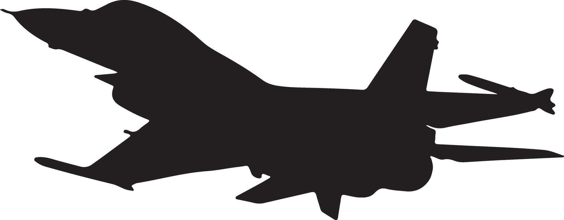 Silhouette of modern military fighter jet flying, symbol of aviation and air power vector