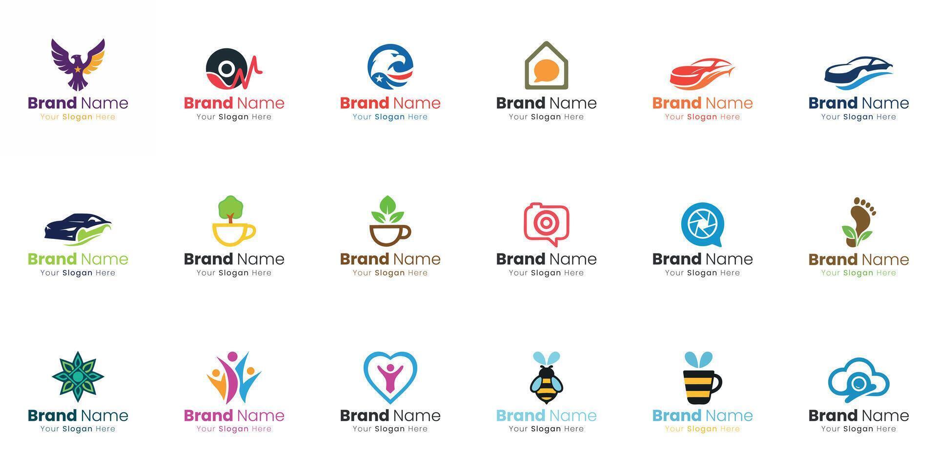 Collection of colorful brand logos vector