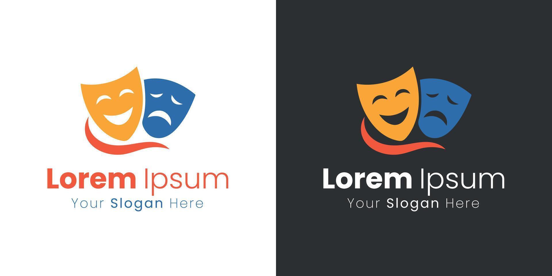 Theater Masks Emblem Representing Comedy and Tragedy in Artistic Performance and Creative Expression vector