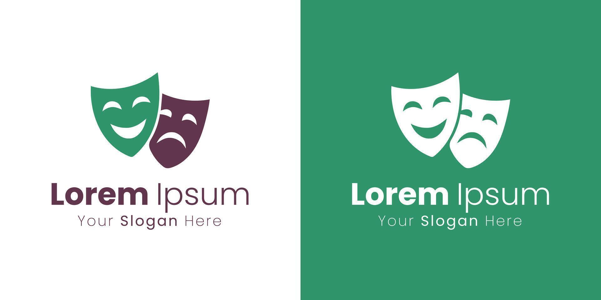 Creative Brand Identity Logo Design Featuring Comedy Tragedy Theater Masks vector
