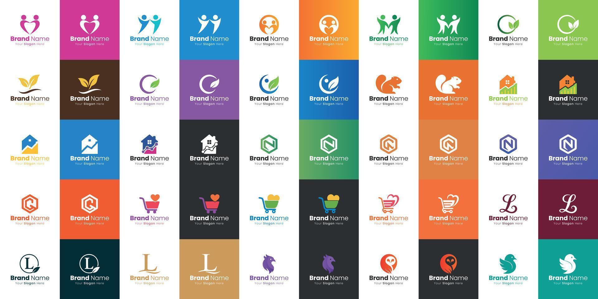 Diverse Collection of Modern Logo Designs Showcasing Creativity and Professionalism vector