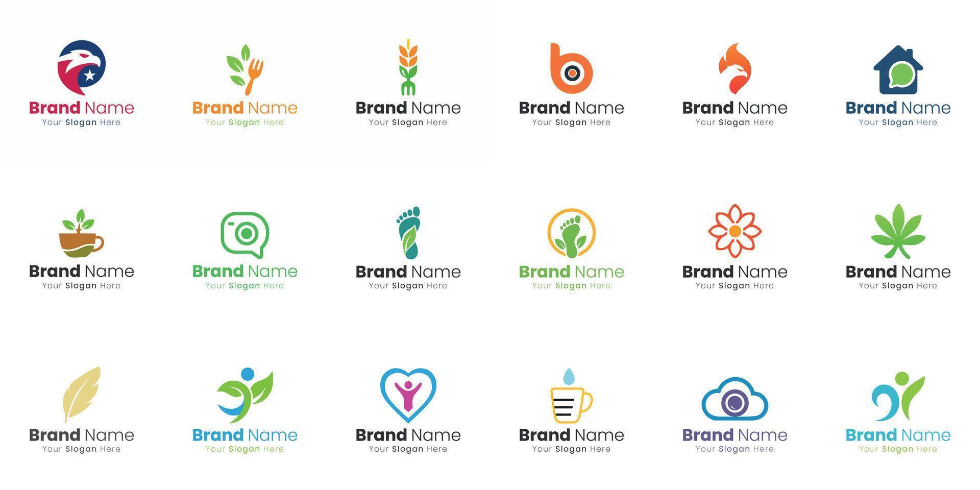 Collection of Diverse Logo Designs for Various Businesses and Industries vector