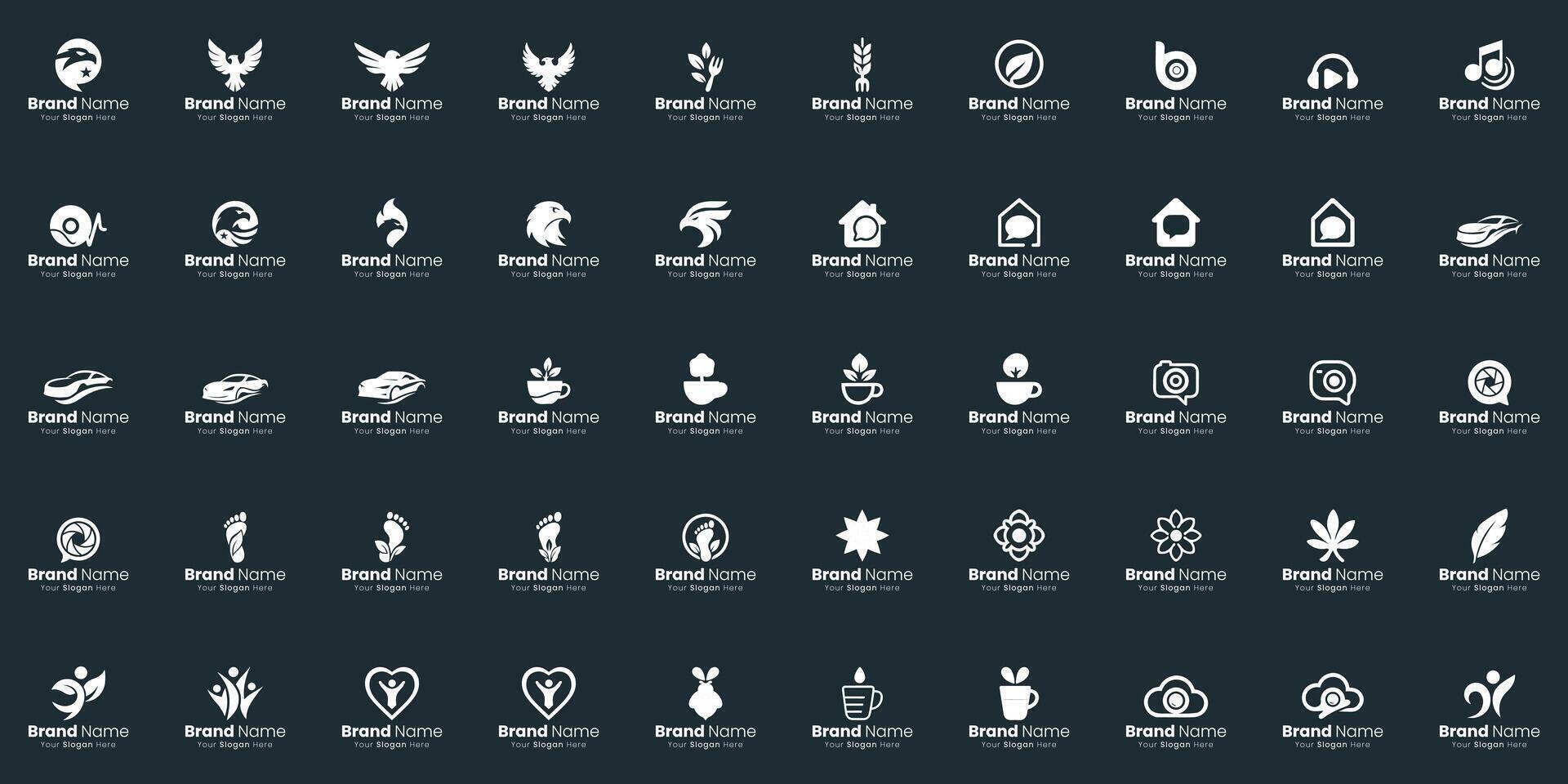 Collection of Diverse Corporate Identity Logo Designs Showcasing Abstract Shapes and Symbolic Imagery vector