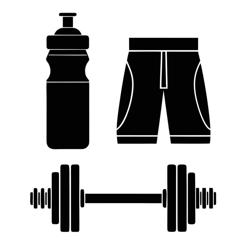 Fitness ands Wellness Icons Gym Nutrition and Lifestyle Symbols Set vector