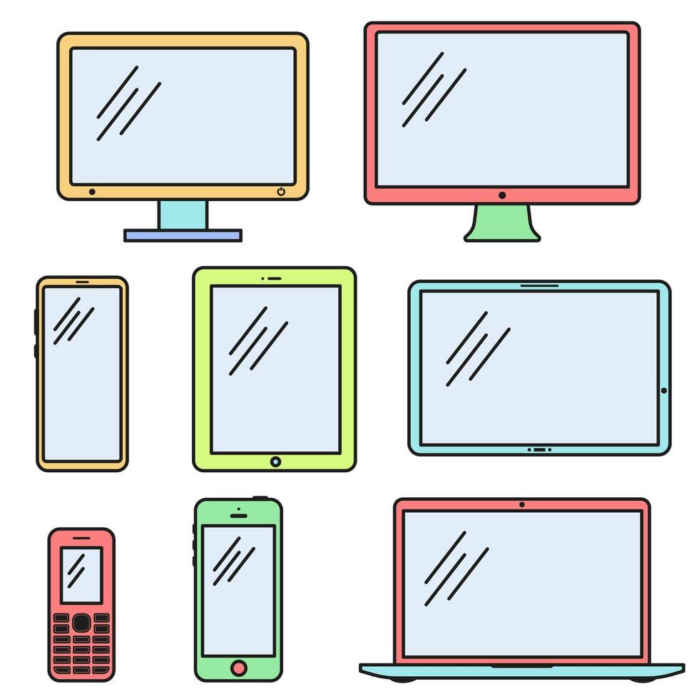 Modern technology icons. Modern technology. Color line icons. vector