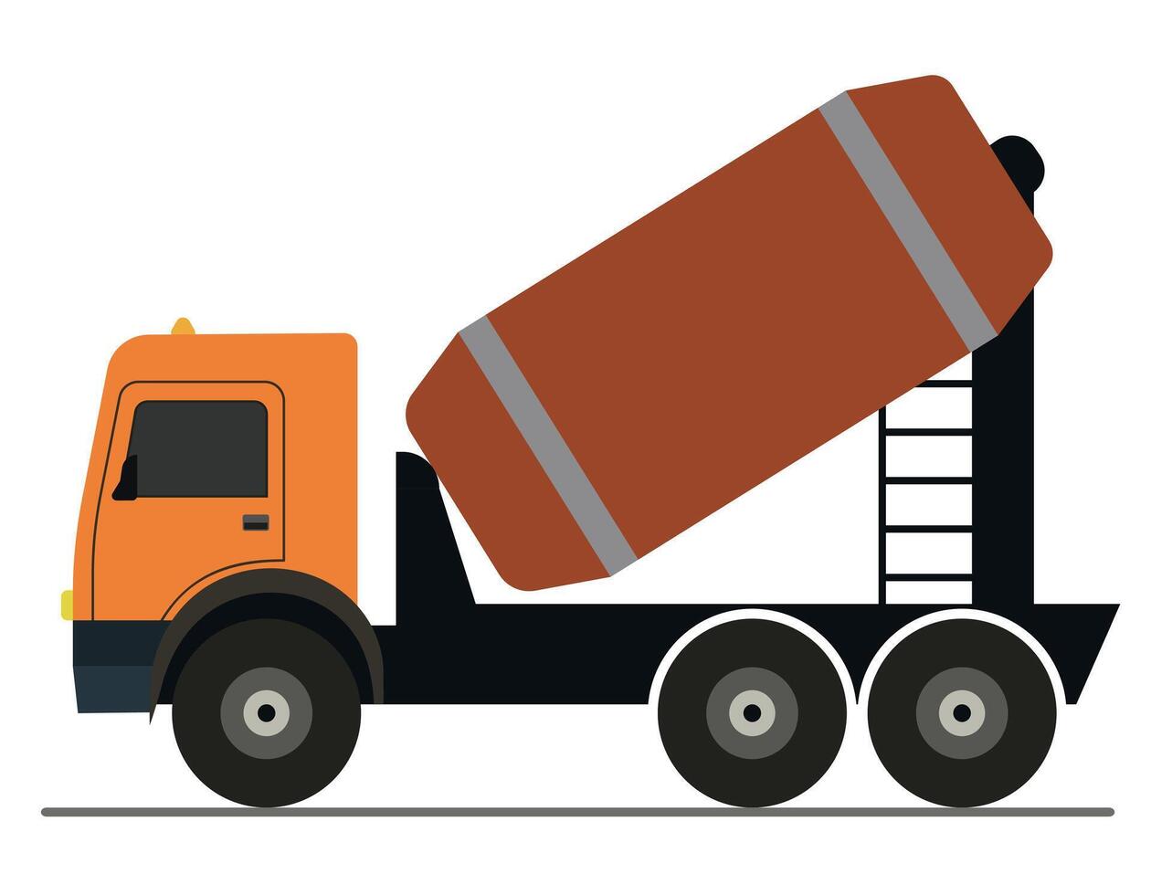 Concrete mixer. Construction vehicle. Large-scale concrete mixer with side view. vector