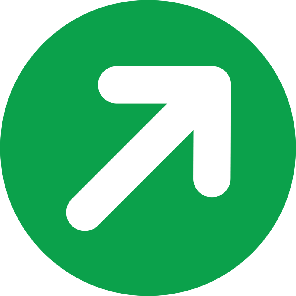 Green Circle Icon with Upward and Rightward Arrow Symbol png