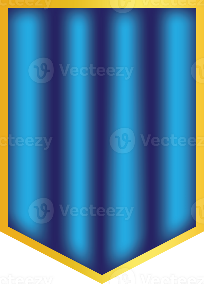 Golden Framed Blue Patterned Shield with Vertical Gradient Stripes png