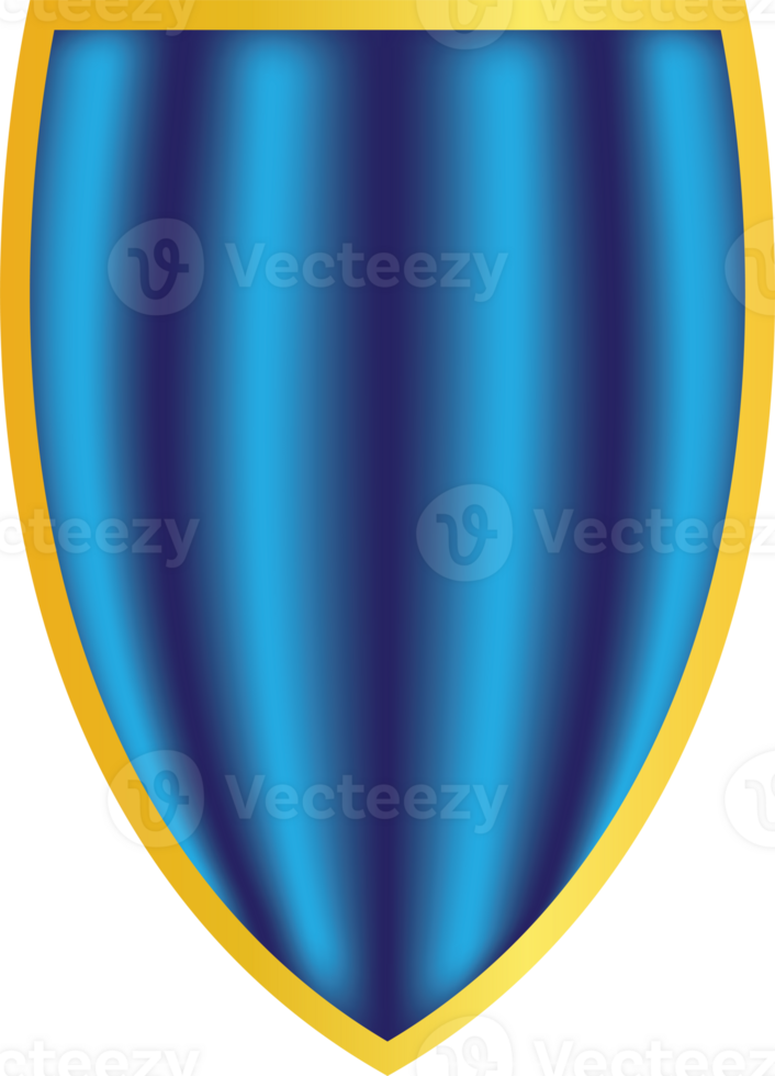 shield with a gold frame and blue vertical gradient stripes, evoking themes of protection, strength, and modern design aesthetics png